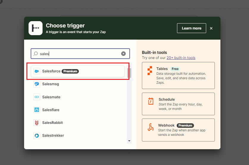 Choose Salesforce as the Trigger App 2