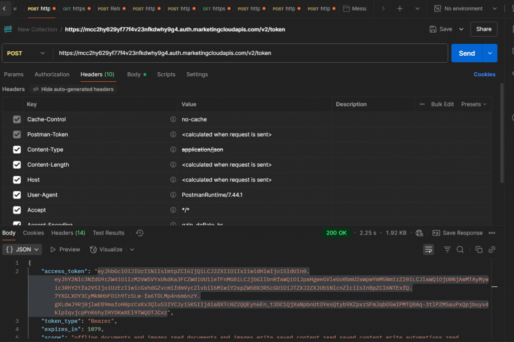 authenticating with sfmc api
